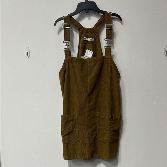 Free People Overall Smock Mini Corduroy Top Mini Dress Bronze Brown S - Picture 2 of 10
